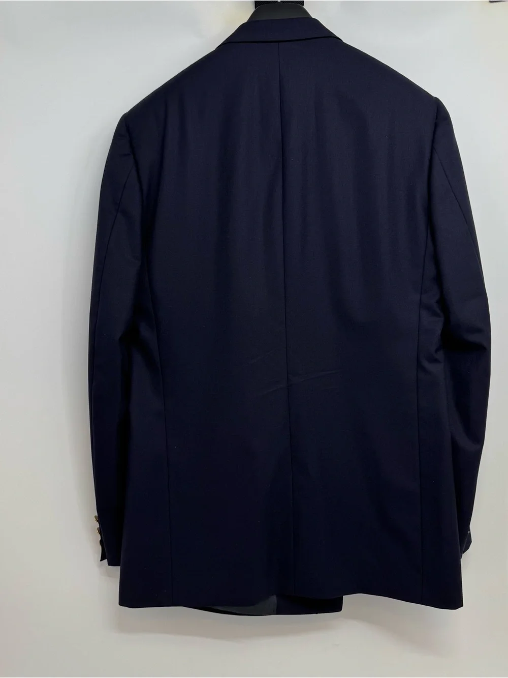 Vintage BURBERRYS Navy Blue Gold Button Super 100's Wool Double Breasted Blazer